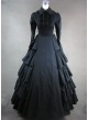 Black Long Sleeves Floral Double-Layer Cotton Lolita Prom Dress