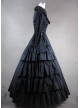 Black Long Sleeves Floral Double-Layer Cotton Lolita Prom Dress