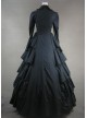 Black Long Sleeves Floral Double-Layer Cotton Lolita Prom Dress