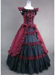 Black And Red Bandage Floral Double-Layer Lolita Prom Dress