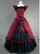 Black And Red Bandage Floral Double-Layer Lolita Prom Dress