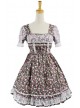 Sweet Colorful 100% Cotton Lace Floral Short Sleeve Lolita Dress