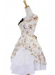 Beige Floral Bow Lovely Cotton Lolita Dress