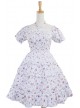 White 100% Cotton Floral Bow Sash Sweet Lolita Dress