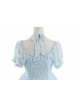 Blue Jacquard Chiffon Bow Short Sleeve Sweet Lolita Dress