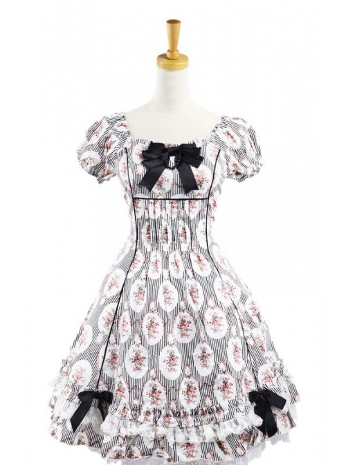 Sweet Charlotte Black Cotton Short Sleeves Womens Lolita Dress