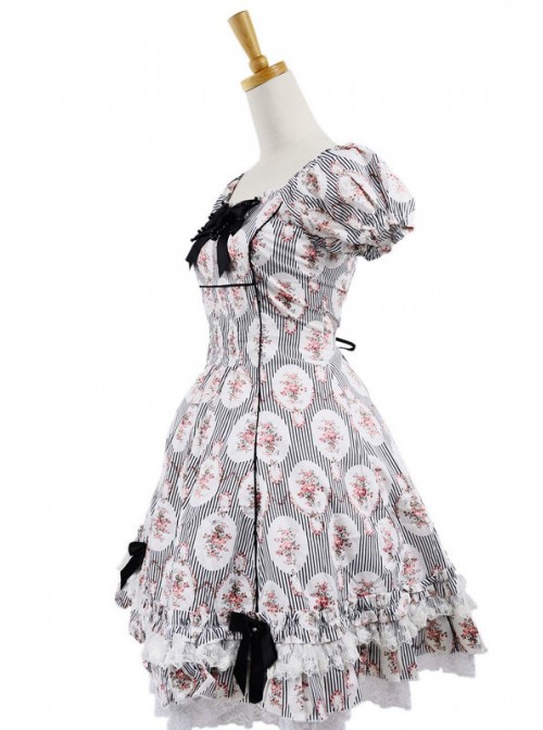 Sweet Charlotte Black Cotton Short Sleeves Womens Lolita Dress