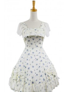 Floral Classic Short Sleeves Cotton Lolita Dress