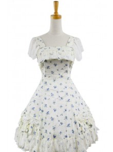 Floral Classic Short Sleeves Cotton Lolita Dress