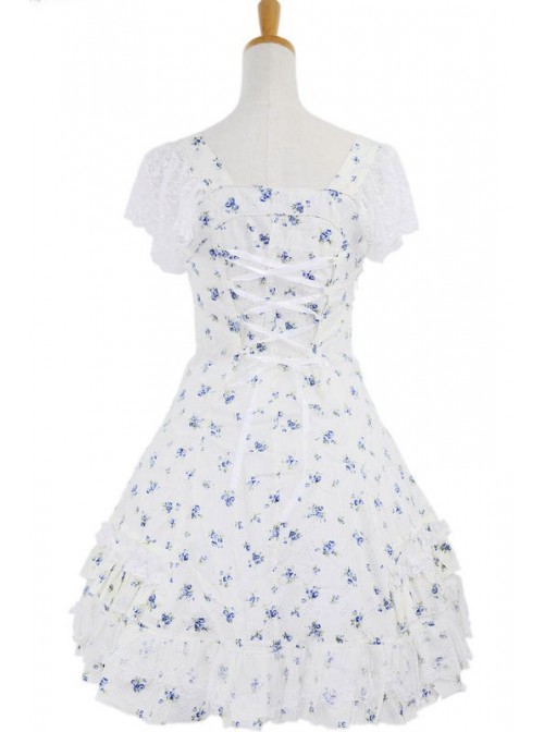 Floral Classic Short Sleeves Cotton Lolita Dress