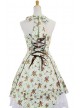 Green Sweet Floral Bow Cotton Lolita Dress