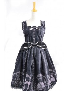 Classic Cinderella Black Cotton And Satin Womens Lolita Dress