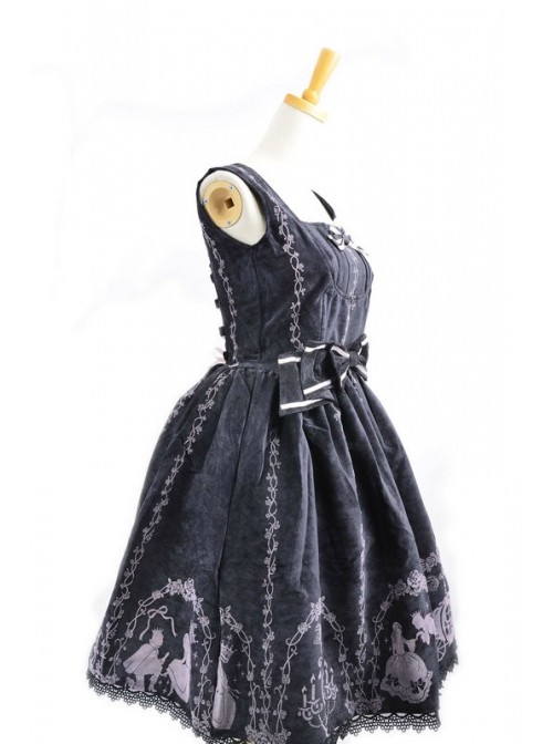 Classic Cinderella Black Cotton And Satin Womens Lolita Dress