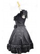 Sweet Black Satin Cotton Bowknot Womens Lolita Dress