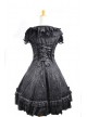 Sweet Black Satin Cotton Bowknot Womens Lolita Dress