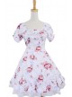 White Floral Classic Square Neck Puff Short Sleeves Cotton Lolita Dress