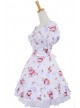 White Floral Classic Square Neck Puff Short Sleeves Cotton Lolita Dress