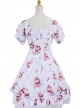 White Floral Classic Square Neck Puff Short Sleeves Cotton Lolita Dress