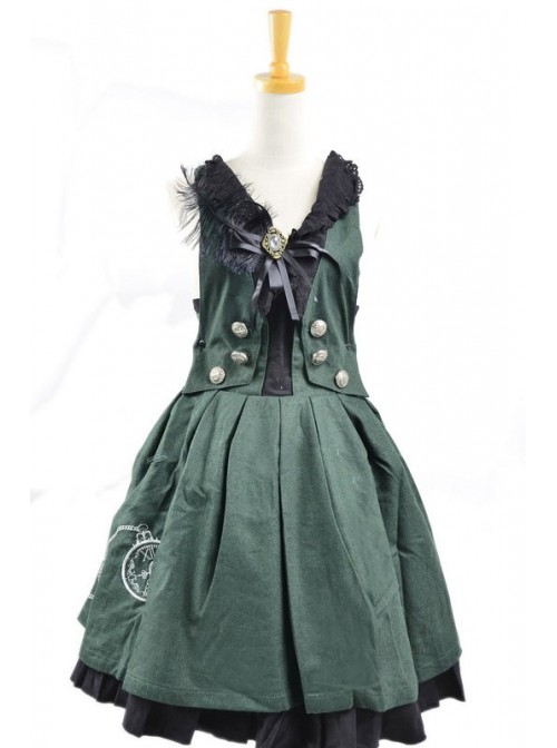 Sweet Green Stylish 100% Cotton Lolita Dress