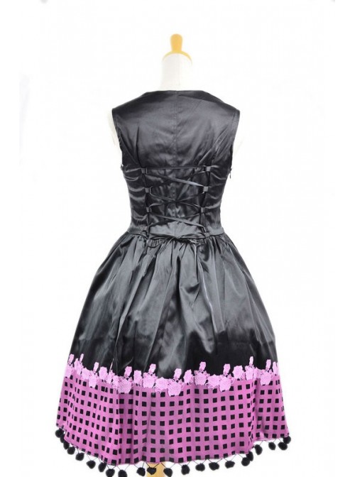 Black Sleeveless Sun Flower Cotton Lolita Dress