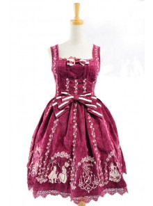 Graceful Red Velvet Bow Lace Classic Lolita Dress