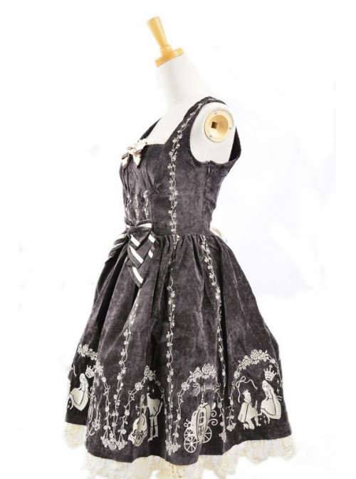 Brown Velvet Bow Lace Classic Lolita Dress
