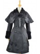 Long Sleeve Black Bow Pattern Flanel Gothic Lolita Coat