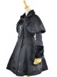 Long Sleeve Black Bow Pattern Flanel Gothic Lolita Coat