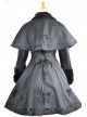 Long Sleeve Black Bow Pattern Flanel Gothic Lolita Coat