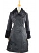 Long Sleeve Black Bow Pattern Flanel Gothic Lolita Coat