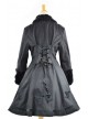 Long Sleeve Black Bow Pattern Flanel Gothic Lolita Coat