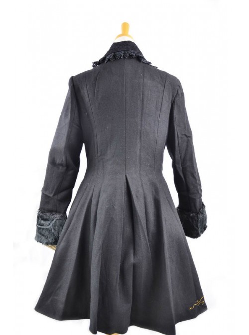 Fabulous Black Wool Birdcage Double-Breasted Lolita Coat