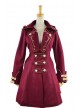 Stylish Red Velvet Chain Button Long Sleeve Lolita Coat