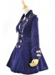 Stylish Blue Velvet Chain Button Long Sleeve Lolita Coat