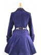 Stylish Blue Velvet Chain Button Long Sleeve Lolita Coat