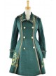 Deep Green Turndown Collar Long Sleeves Wool Flannel Lolita Coat