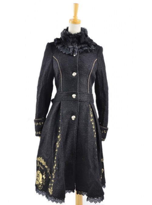 Charming Black Wool Lolita Coat