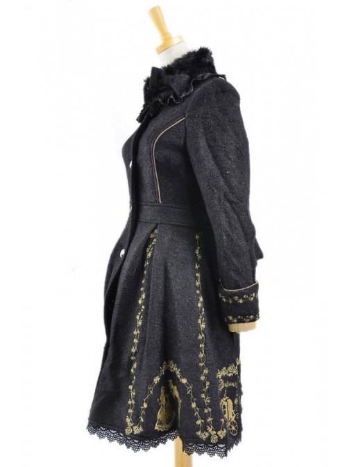 Charming Black Wool Lolita Coat