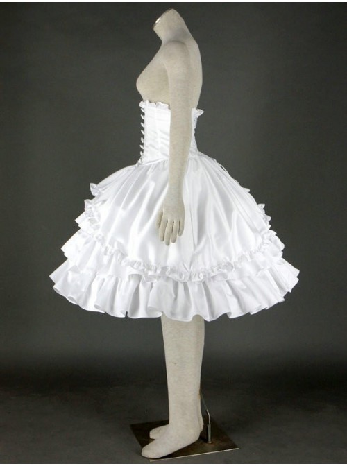White Cute Lace Ruffles Cotton Lolita Skirt