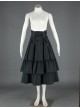 Black Polka Ruffled Lace Cotton Lolita Skirt