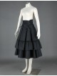 Black Polka Ruffled Lace Cotton Lolita Skirt