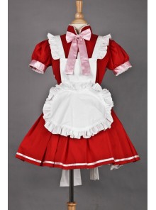 Red Short Sleeves Cute Cosplay Maid Costume