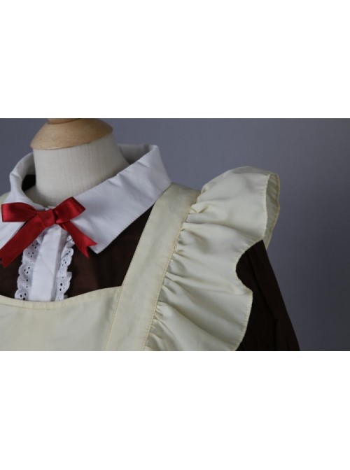 Brown Long Sleeves Cotton Cosplay Maid Costume