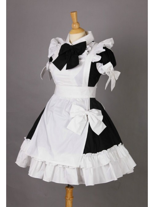 Short Sleeves Cotton Cosplay Maid Costume