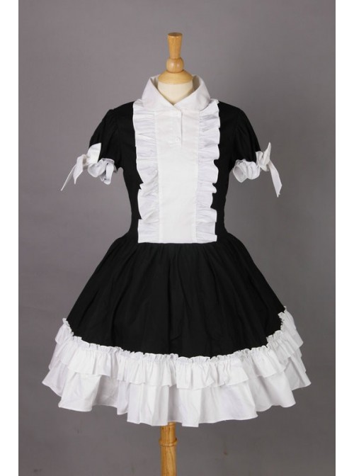 Short Sleeves Cotton Cosplay Maid Costume