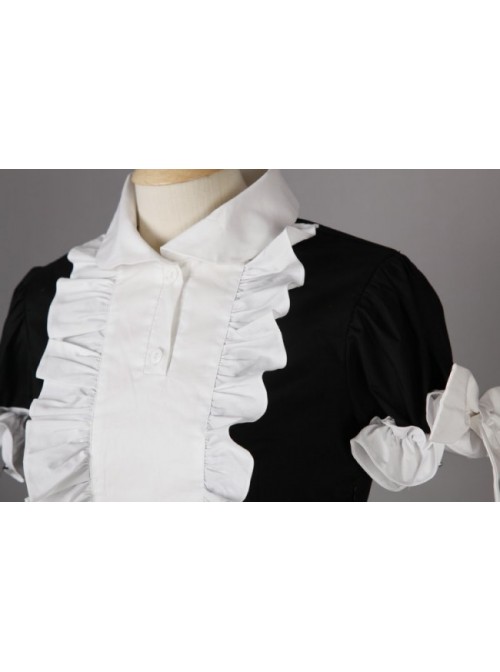 Short Sleeves Cotton Cosplay Maid Costume