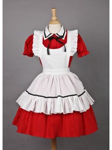 Red Short Sleeves Lovely Cosplay Maid Costume