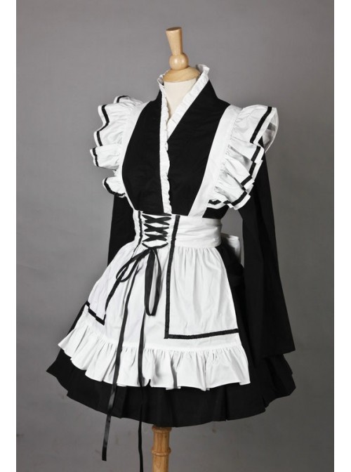 Long Sleeves Beautiful Cotton Cosplay Maid Costume
