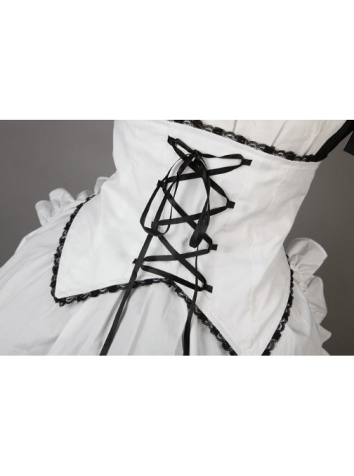 Short Sleeves Lovely Lace Cotton Cosplay Maid Costume