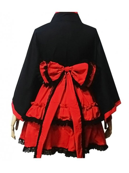 Red and Black Cotton Cosplay Maid Costume